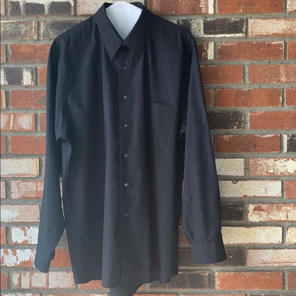 Arrow USA Poplin Black Mens Collared Dress Shirt Size Large🖤👔